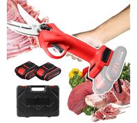 Cordless Electric Kitchen Bone Scissors - Multi-Function Poultry Shears for Chicken, Meat, Fish, Seafood, and Vegetables - Food Scissors W/ 2 * 21v Lithium Batteries,Red