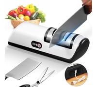 Cordless Electric Knife Sharpener with 2 Speed Setting,Cordless Rechargeable Non-Slip Sharpener for Rough and Fine Sharpening,USB Fully Automatic Fast Sharpening Suitable in The Kitchen and Studio