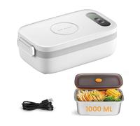 Cordless Electric Lunch Box, 1L Self Heating Lunch Box Battery Powered with Automatic Heating 7 Level Timers, 14000mAh Rechargeable Battery Provid Rapid Heating for Office Travel Outdoor Camp Picnic