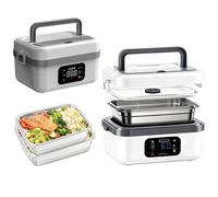 Cordless Electric Lunch Box, 1L Self Heating Lunch Box Battery Powered with Storage Bag and Spoon Fork, Rechargeable Rapid Heating Portable Bento Box for Office Travel Outdoor Camp Picnic (White1)