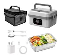 Cordless Electric Lunch Box, Heated Lunch Box Food-Grade Material, Rechargeable Battery Lunch Box Food Heater Spoon & Fork and Carry Bag, Stainless Steel Lunchbox for Car Work Travel Picnic Camping
