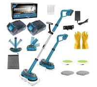 Cordless Electric Mop, 2 in 1 Electric Dual Spin Mop and Floor Cleaning Machine with 300 ml Water Tank, LED Light and Water Spray, 600 RPM Spray Electric Mop for Support Floor Cleaner