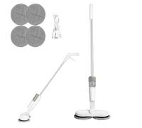 Cordless Electric Mop, Dual Spin Floor Cleaning Mop with 180°Flexible Head Rotation/4 Mop Cloths/Water Sprayer, Handheld Polisher Scrubber with 200 ML Water Tank for Multi Floors