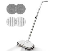 Cordless Electric Mop for Floor Cleaning, AlfaBot WS-24 Electric Spin Mop, Electric Mop with Water Sprayer and LED Headlight, Lightweight & Rechargeable Floor Scrubber for Hardwood Tile Floors