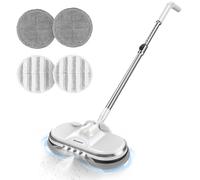 Cordless Electric Mop for Floor Cleaning, AlfaBot WS-24 Electric Spin Mop, Electric Mop with Water Sprayer and LED Headlight, Lightweight & Rechargeable Floor Scrubber for Hardwood Tile Floors
