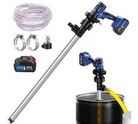 Cordless Electric Oil Barrel Pump 92cm, 80-150L/min Portable Fuel Transfer Pump with 4m Hose, for Diesel/kerosene/hydraulic oil/education oil/non-corrosive liquid Stainless steel pipe