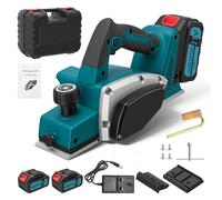 Cordless Electric Planer Wood Planer, 650W Brushless 15000RPM | 82mm Planing Width & 1mm Depth Hand Planer, 2×21V 2.0Ah Batteries & Fast Charger, Woodworking Tool for DIY Furniture Project