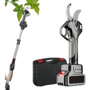 Cordless Electric Pruning Shears, 50mm Cutting Diameter, Includes Extension Pole and LCD Display for Pruning Trees and Shrubs, Battery Operated