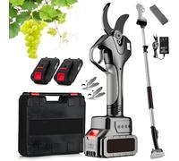 Cordless Electric Pruning Shears, 7.1FT Extension Pole, 50mm Cut, Battery Powered Tree Trimmer with 2 Batteries & LCD Display