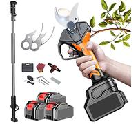 Cordless Electric Pruning Shears with 280cm Extension Pole, 70mm Cutting Diameter, 3 Rechargeable Batteries for Garden, Fruit Trees, and Bushes