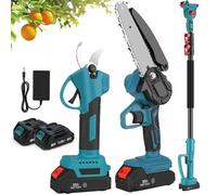 Cordless Electric Pruning Shears with Telescopic Rod, 2.5cm Scissor Opening, 3-in-1 High Branch Hand Saw, Battery and Charger Included, Garden Scissors Tools