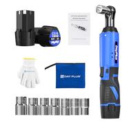 Cordless Electric Ratchet Wrench Set, 40N.M Cordless Ratchet Kit with 2 * 1500mAh, 12V 3/8" Ratchet Wrench with Fast Charger, for Car Repair, Pipeline Maintenance, DIY Projects