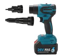 Cordless Electric Rivet Gun - Portable Battery-Powered Tool Kit with Brushless Motor, LED Light, Ergonomic Handle for Automotive and Construction