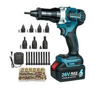 Cordless Electric Rivet Nut Gun Set, 26V Automatic for M3-M12 Blind Rivet Nuts, Includes Battery, Charger and Carrying Case, Portable Design