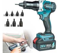 Cordless Electric Rivet Nut Gun Set, Automatic Portable Air Riveter Tool, Manual/Automatic Switching for Various Nuts