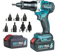Cordless Electric Rivet Nut Gun Set, Automatic Portable Riveter Tool with 26V Battery, Ideal for M3 M4 M5 M6 M8 M10 M12 Nuts, Heavy Duty Riveting