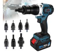 Cordless Electric Riveter Gun Kit with 2200mAh Battery, Charr, and Carrying Case - Easy Rivet Nut Installation Tool for DIY and Professional Use