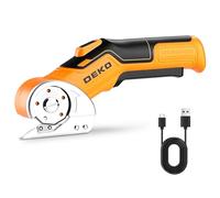 Cordless Electric Scissors 3.7V: DEKOPRO Rechargeable Electric Box Cutter with Safety Lock, High-Precision Cardboard Cutter for Carpets, Plastic, Sheet-Aluminum, Cardboard with Type-C Charging, LED