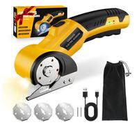 Cordless Electric Scissors,4V Rechargeable Cardboard Cutter Heavy Duty Scissor with Safety Lock & LED Light for Box Carpet Plastic Fabric(Yellow)