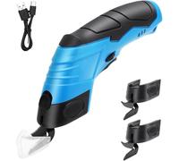 Cordless Electric Scissors, Handheld Rechargeable Cardboard Box Cutter Heavy Duty Fabric Scissor with 2 Blades Cutting for Fabric, Carpet, Leather, Cardboard(Double Blade Head)
