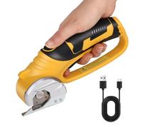 Cordless Electric Scissors, Rechargeable Cardboard Cutter with Safety Lock & LED Light, Heavy Duty Handheld Fabric Scissor for Carpet Leather, Portable Rotary Cutter for Sewing, Crafting