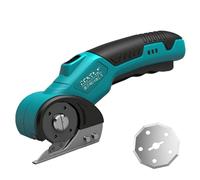 Cordless Electric Scissors, Rechargeable Fabric & Cardboard Cutter for Leather, Carpet, Plastic with LED Light & Safety Lock for DIY, Sewing, Crafting