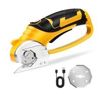 Cordless Electric Scissors Rechargeable with LED Light - Rotary Power Cutter for Fabric, Leather, Carpet, Plastic, Cardboard | Sewing, Crafting, DIY Tool Kit Includes 1 Blade