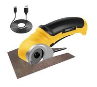 Cordless Electric Scissors Rotary Cutter Cardboard Cutter Tool Rechargeable Cardboard Box Cutter Multipurpose Fabric Cutter with Safety Lock for Cutting Cardboard Package Leather Carpet (Yellow)