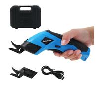 Cordless Electric Scissors with 2 Cutting Blades, 4V Rechargeable Fabric Cutter with Safety Lock, Portable Electric Rotary Cutter for Cutting Fabric, Cardboard, Leather, Carpet