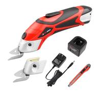 Cordless Electric Scissors with Two Blades, TOOLSPACE Electric Cardboard Cutter Electric Fabric Scissors for Cutting Fabric, 4V Lithium-Ion Rechargeable Battery, Easy Carry and Fast Charging