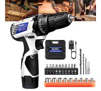 Cordless Electric Screwdriver Drill - 18+1 Torque, 45N.m Max, 26PCS Drill Bits, 3/8" Chuck, LED Work Light, 2 Variable Speed 0-400/1400rpm, 2x1300mAh Battery