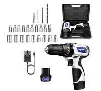 Cordless Electric Screwdriver Drill Driver Set - 2-Speed, 18+1 Torque, 3/8" Chuck, 1500 mAh Li-Ion Battery, Carry Box, LED Work Light, 26PCS Bits