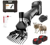Cordless Electric Sheep Shears 500W, Heavy Duty 6-Speed Professional Wool Clippers with 2 Rechargeable Batteries & Detachable Blades for Easy Grooming