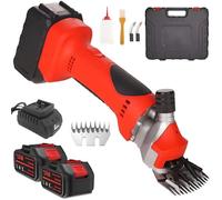 Cordless Electric Sheep Shears 550W - 21V Professional Wool Clippers with 2×1300mAh Batteries, 6-Speed Adjustable, 9/13-Tooth Steel Blades for Sheep, Goats, and Livestock 9-Teeth