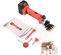 Cordless Electric Sheep Shears,6 Speed Professional Rechargeable Heavy Duty Animal Grooming Clippers,for Goat Cattle Other Farm Livestock (Red)