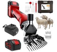 Cordless Electric Sheep Shears, Professional 6-Speed Adjustable Grooming Clippers with Batteries and Spare Blades for Livestock Shearing