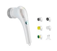 Cordless Electric Spin Cleaning Power Scrubber with 5 Replaceable Brush Heads,Handheld Shower Scrubber for Bathtub, Floor, Wall, Tile, Toilet, Window, Sink (White)