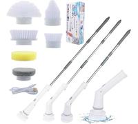 Cordless Electric Spin Scrubber, Power Spin Scrubber with 6 Replaceable Brush Heads for Bathroom, Rechargeable Floor Scrubber, Electric Cleaning Brush for Car, Floor, Tile, Tub