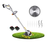 Cordless Electric Weed Wacker, 3-in-1 Grass Trimmer and Edger with 3 Blades, 90° Pivot Head and Fast Charger for Lawn and Garden Care