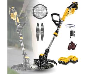 Cordless Electric Weed Wacker - Lightweight Stringless Weed Trimmer with 4.0Ah Battery and Charger, Includes 2 Types of Blades for Efficient Lawn Care