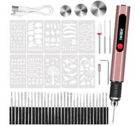 Cordless Engraving Pen, 3-Speed Electric Engraving Tool Kit, Engrave 50+ Surfaces, with 30 Small Drill Bits, 8 Grinding Accessories and 10 Engraving Templates, USB for Soft Wood Resin Stone Jewelry