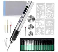 Cordless Engraving Pen, 3-Speed Electric Engraving Tool Kit, Engrave 50+ Surfaces, with 30 Small Drill bits, 7 Grinding Accessories and 4 Engraving Templates, USB Charging for Soft Wood Resin Jewelry