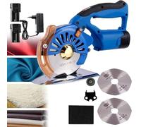 Cordless Fabric Cutter Machine Adjustable Speed Hand Push Electric Rotary for Cloth with 2x16.8V 2500mAh Battery, Cut Fiber Cotton,Corrugated Paper,Silk,Leather,Woolen Material,100mm