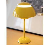 Cordless Flowerpot Table Lamp, 5000mAh Rechargeable Mushroom Lamp, Dimmable Touch Portable Nightstand Light for Indoor/Outdoor Use, Small Patio Lamp (Yellow)