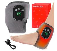 Cordless Foot Massager, Portable Ankle Heating Pad with 3 Vibration Mode & 5 Heat Leavel & Visible Screen, for Ankle, Heel, Sole, Arch