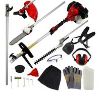 Cordless Garden Multi Tool 5 in 1 Long Reach Hedge Trimmer Strimmer Chainsaw Grass Cutter Brush Cutter Extension Pole Petrol 52cc 1.6KW 3HP 9000RPM 2 Stroke FREE Safety Equipment