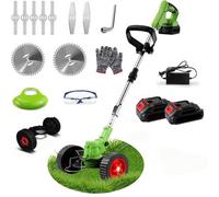 Cordless Garden Strimmers,electric 21 V Grass Strimmer With 2 X 2000 Mah Battery, Adjustable Metal Blades,garden Trimmer