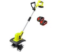 Cordless Garden Tiller, Powerful Soil Cultivator with 20V Battery and Charger, 20cm Working Width, 15cm Depth, Electric Hand Scarifier for Lawn and Vegetable Plots
