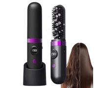 Cordless Hair Brush, Rechargeable Cordless Hair Straightener Brush, Portable LED Display Wireless Flat Iron with 3 Gears for Travel Salon Vacation Home Business Trip Bathroom Apartment Dormitory Hote