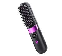 Cordless Hair Comb - Adjustable Temperature Hairs Straightening Brush, Rechargeable Styling Tool Delivering Fast Smooth Results | Home Dorm Travel Commute Weekend Hotel Vacation
